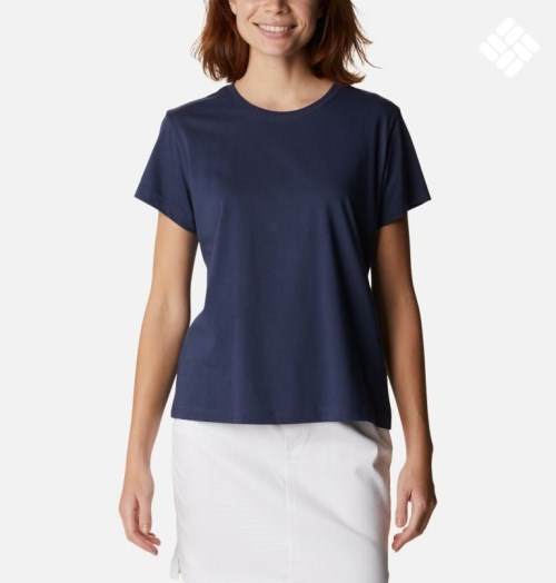 Women's Columbia Sapphire Point Short Sleeve T Shirts Navy | CA-PL453