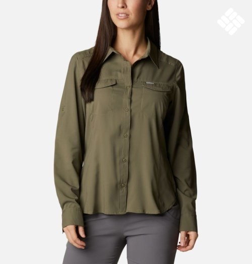 Women's Columbia Silver Ridge Lite Long Sleeve Shirts Olive | CA-V804L