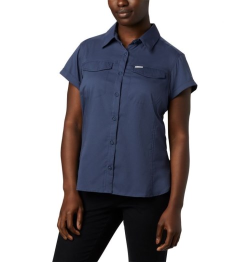 Women's Columbia Silver Ridge Lite Short Sleeve Shirts Navy | CA-PLA80