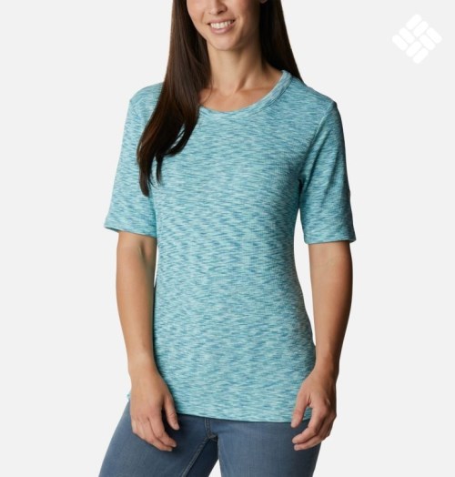 Women's Columbia Stanley Park Short Sleeve T Shirts Turquoise | CA-W536L