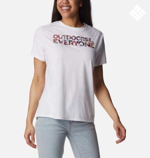 Women's Columbia Sun Trek Graphic II T Shirts White | CA-JA5C1