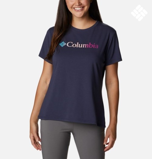 Women's Columbia Sun Trek Graphic T Shirts Navy | CA-KCA84