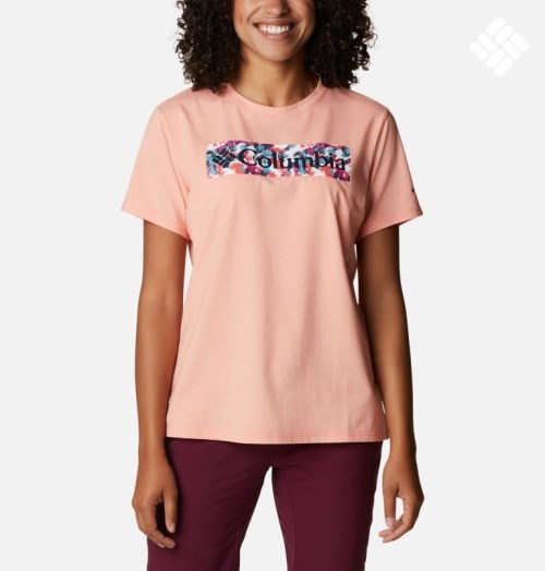 Women's Columbia Sun Trek Graphic T Shirts Coral | CA-P3LA4