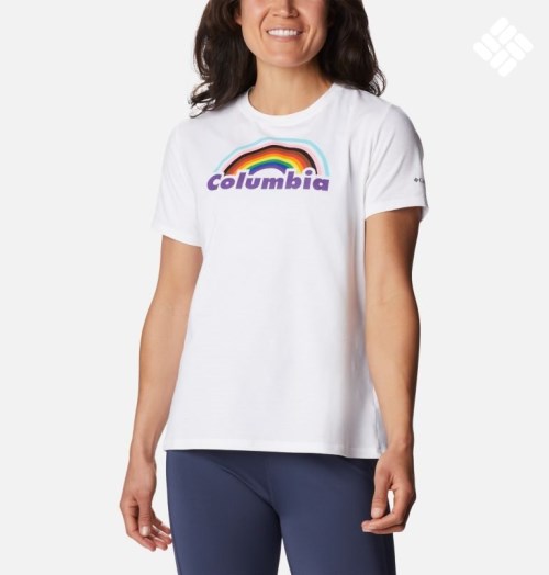 Women's Columbia Sun Trek Graphic T Shirts White | CA-X84A3