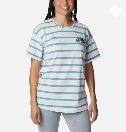 Women's Columbia Sun Trek Oversized T Shirts Stripe | CA-NC8L6