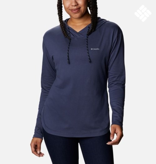 Women's Columbia Sun Trek Pullover Hoodie Navy | CA-L6A0C