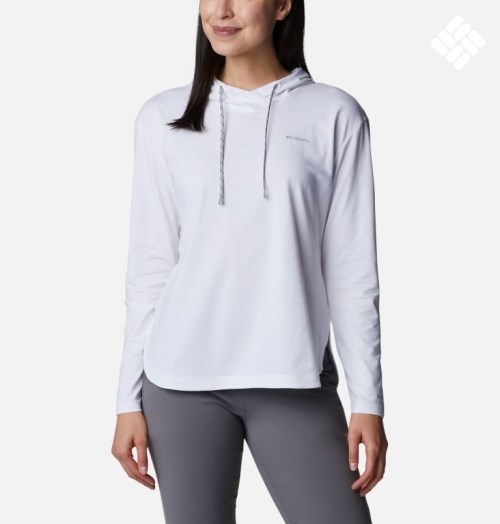 Women's Columbia Sun Trek Pullover Hoodie White | CA-N6354