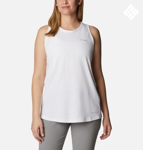 Women's Columbia Sun Trek Racerback Tanks White | CA-BAL53