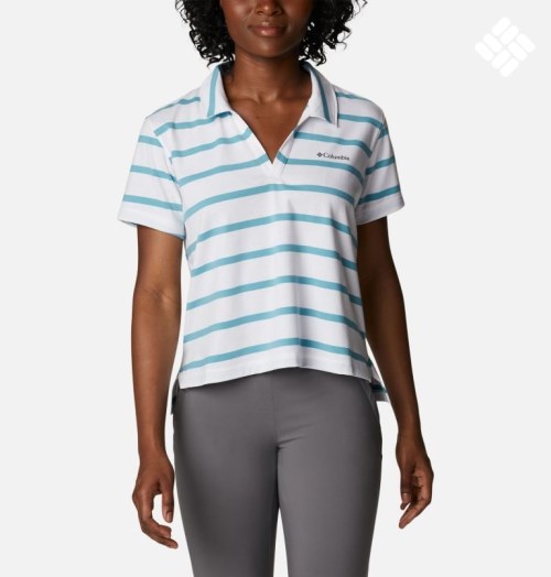 Women's Columbia Sun Trek Short Sleeve Polo Shirts Stripe | CA-V405A