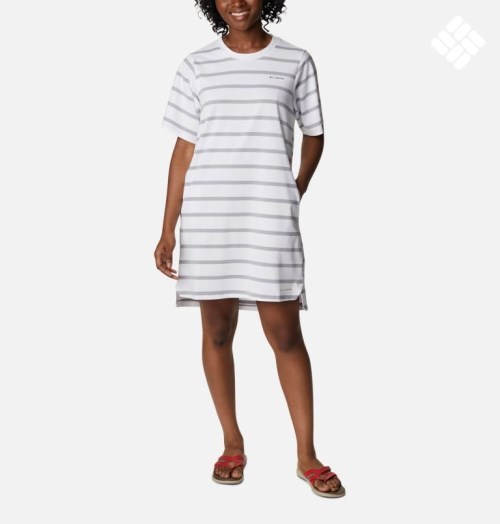 Women's Columbia Sun Trek T-Shirt Dress Stripe | CA-G1L85