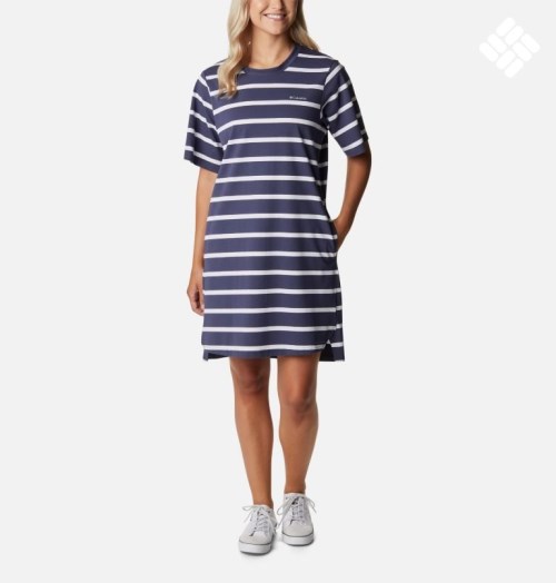 Women's Columbia Sun Trek T-Shirt Dress Stripe | CA-H60A3