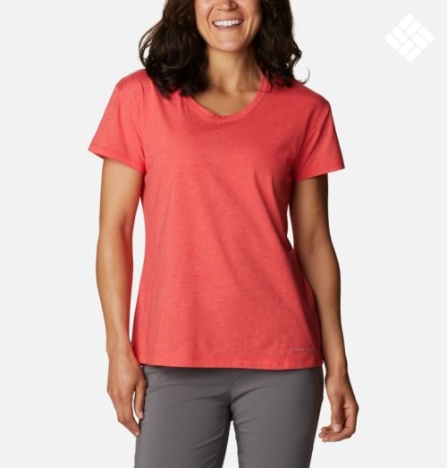 Women's Columbia Sun Trek T Shirts Red | CA-FA4L6