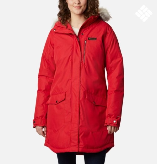 Women's Columbia Suttle Mountain Long Insulated Jackets Red | CA-R05C8