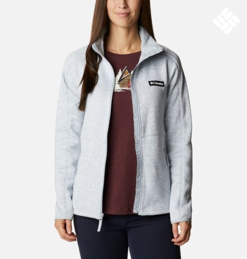 Women's Columbia Sweater Weather Full Zip Fleece Jackets Light Grey | CA-E641L