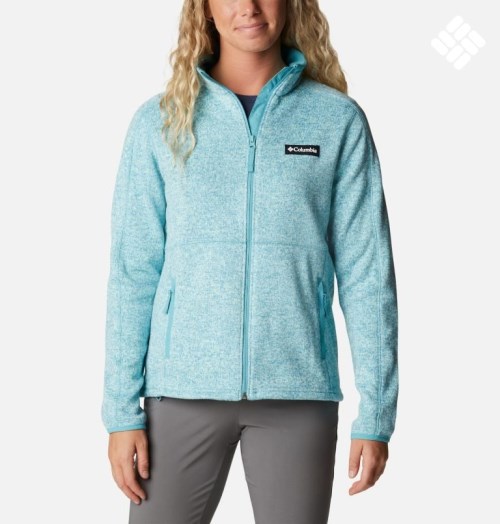 Women's Columbia Sweater Weather Full Zip Fleece Jackets Turquoise | CA-T06C5