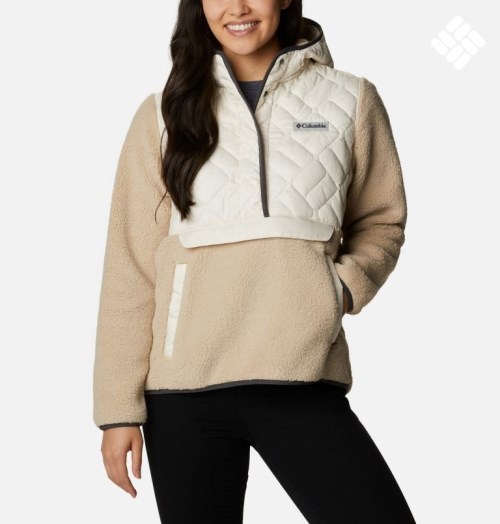 Women's Columbia Sweet View Hooded Fleece Sweatshirts Cream / Light Brown | CA-JC813