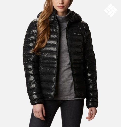 Women's Columbia Three Forks Black Dot Down Jackets Black | CA-K6014