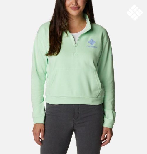 Women's Columbia Trek French Terry Half Zip Sweatshirts Mint | CA-F831A