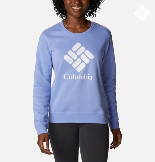 Women's Columbia Trek Graphic Crew Sweatshirts Light Blue | CA-J6014