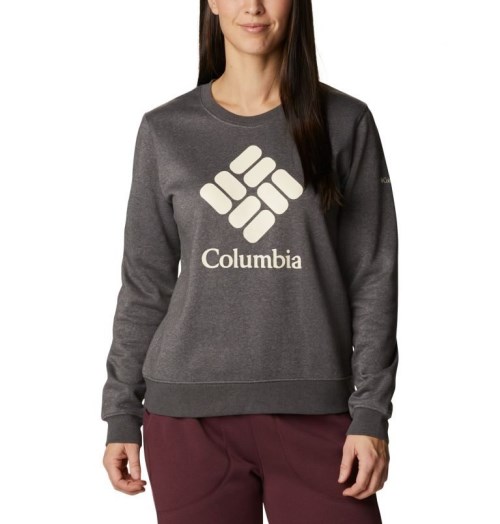 Women's Columbia Trek Graphic Crew Sweatshirts Dark Grey | CA-Q1C83