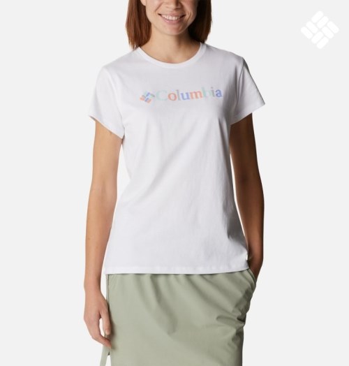 Women's Columbia Trek Short Sleeve Graphic T Shirts White | CA-FCA50