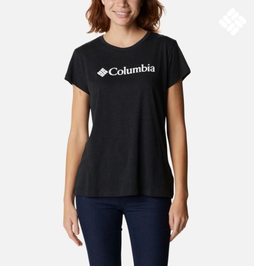 Women's Columbia Trek Short Sleeve Graphic T Shirts Black | CA-G43C8