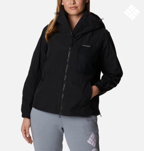 Women's Columbia Wallowa Park Novelty Windbreaker Jackets Black | CA-I5381