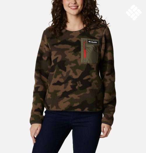 Women's Columbia West Bend Fleece Crew Sweatshirts Camo | CA-V18AL