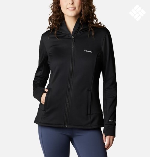 Women's Columbia Windgates Tech Full Zip Fleece Jackets Black | CA-C5C84