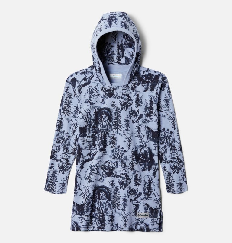 Kids\' Columbia Lodge Printed Tunic Hoodie Grey / Black | CA-P3104