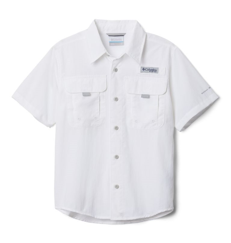 Kids\' Columbia PFG Bahama Short Sleeve Shirts White | CA-D84C0