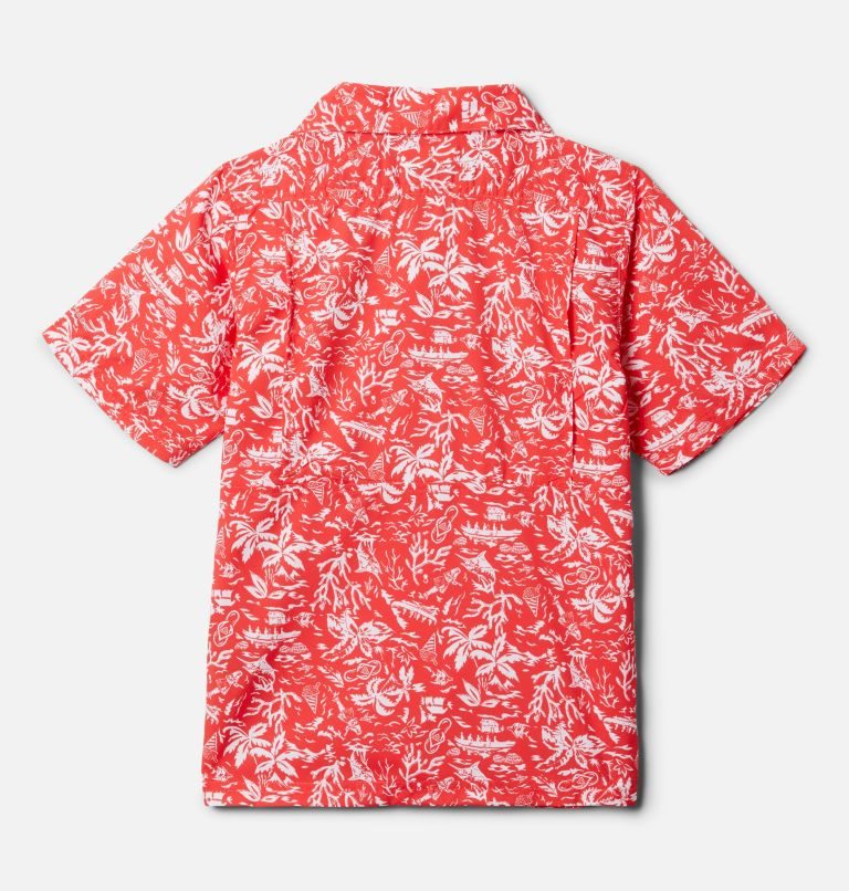 Kids' Columbia PFG Super Slack Tide Short Sleeve Camp Shirts Red | CA-V4LCA