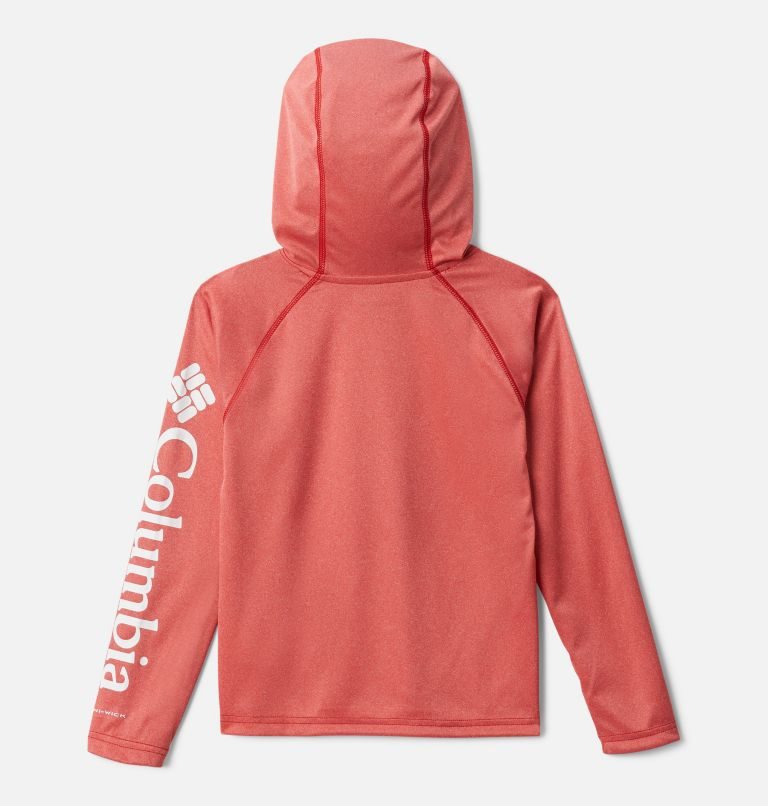 Kids' Columbia PFG Terminal Tackle Heather Hoodie Coral | CA-QA13L