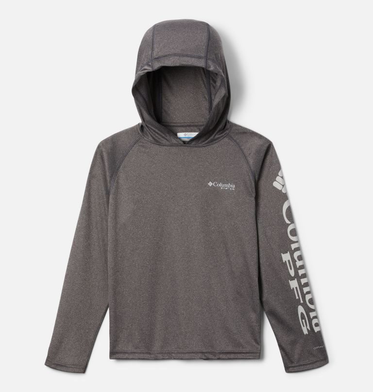 Kids\' Columbia PFG Terminal Tackle Heather Hoodie Dark Grey | CA-R1348