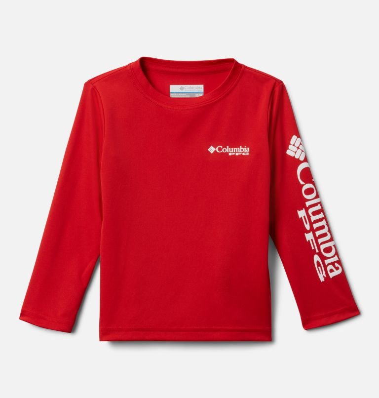 Kids\' Columbia PFG Terminal Tackle Long Sleeve Sweatshirts Red | CA-S560A