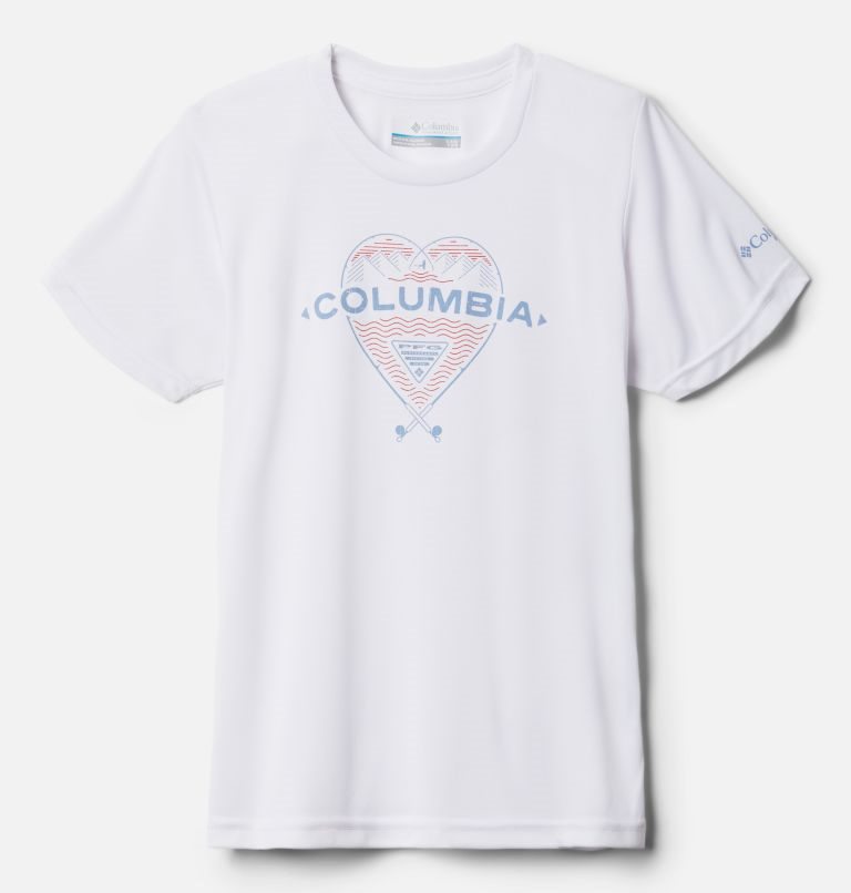 Kids\' Columbia PFG Tidal Tee Heart Short Sleeve T Shirts White | CA-X6543