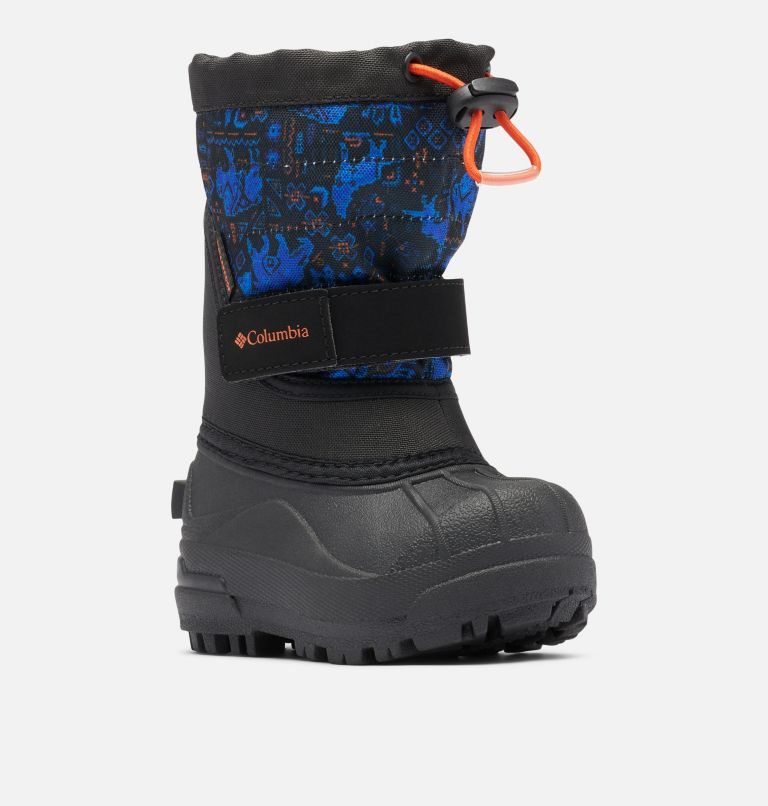 Kids' Columbia Powderbug Plus II Print Snow Boots Blue / Black | CA-U6C51