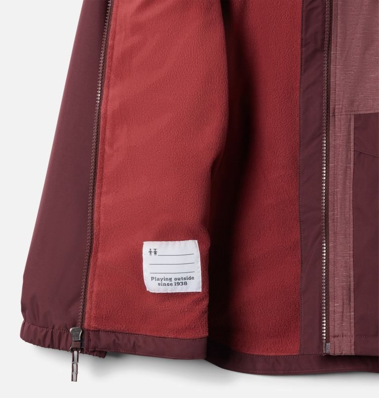 Kids' Columbia Rainy Trails Fleece Lined Jackets Burgundy | CA-F0413