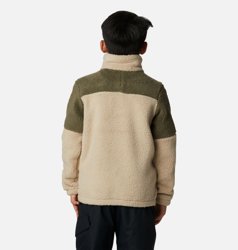 Kids' Columbia Rugged Ridge III Half Zip Sherpa Sweatshirts Beige / Olive | CA-C16A0