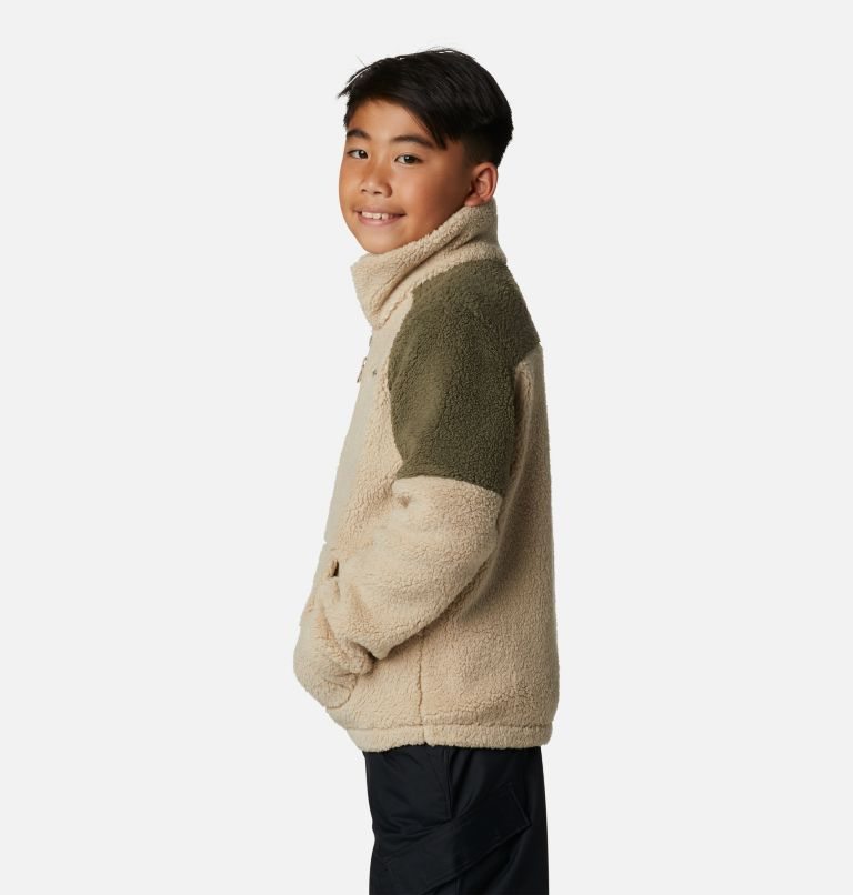 Kids' Columbia Rugged Ridge III Half Zip Sherpa Sweatshirts Beige / Olive | CA-C16A0