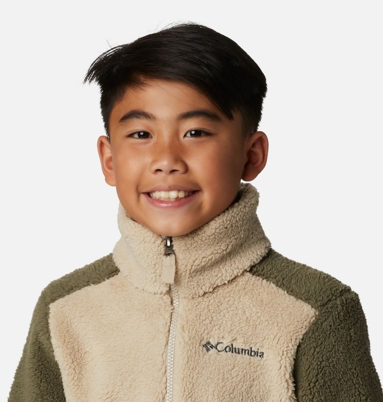 Kids' Columbia Rugged Ridge III Half Zip Sherpa Sweatshirts Beige / Olive | CA-C16A0