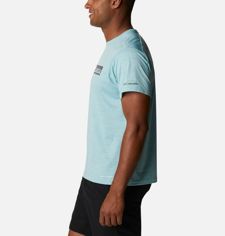 Men's Columbia Alpine Chill Zero Graphic Short Sleeve T Shirts Turquoise | CA-XCA43