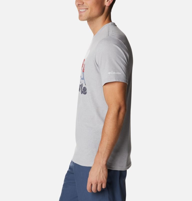 Men's Columbia Alpine Way Graphic T Shirts Light Grey | CA-N1483