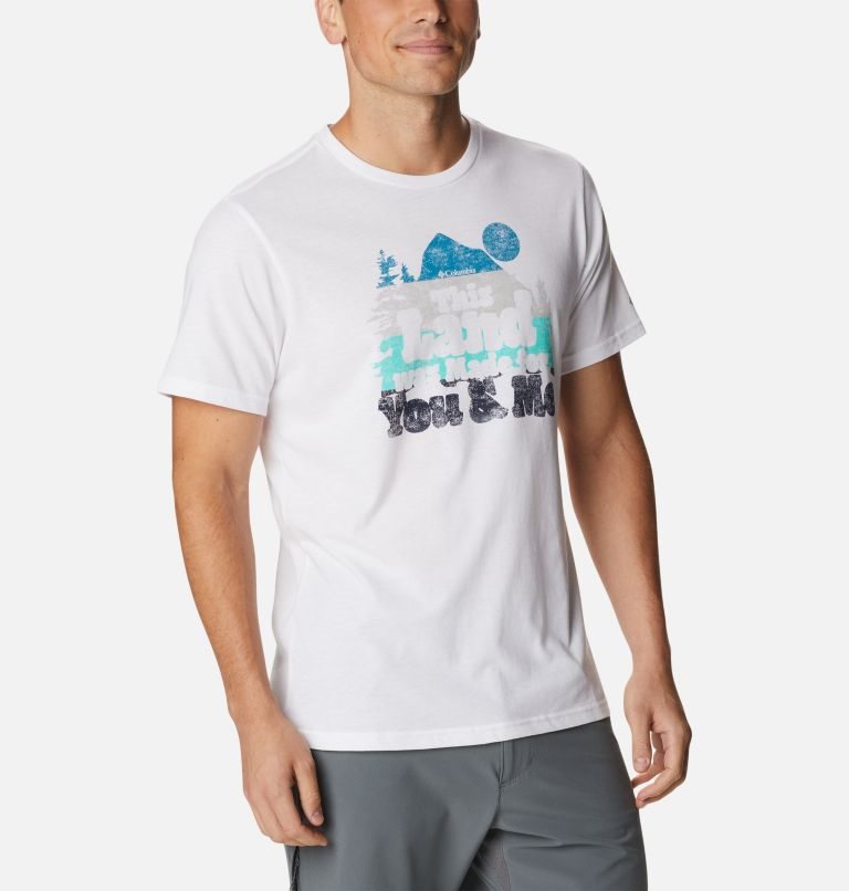 Men's Columbia Alpine Way Graphic T Shirts White | CA-N61C3