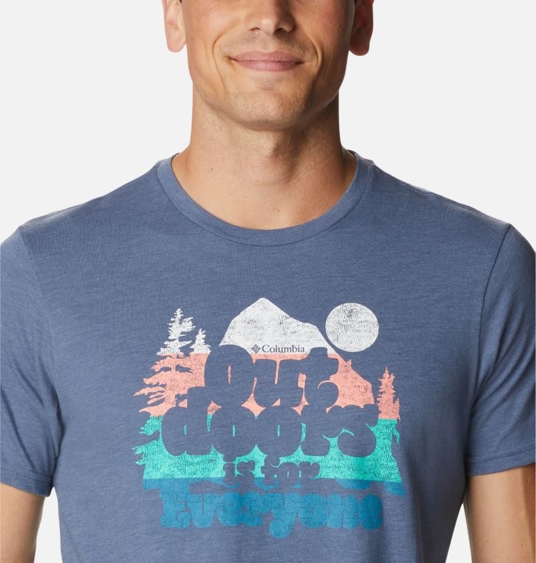 Men's Columbia Alpine Way Graphic T Shirts Navy | CA-WCLA5