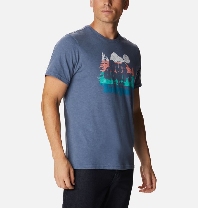 Men's Columbia Alpine Way Graphic T Shirts Navy | CA-WCLA5