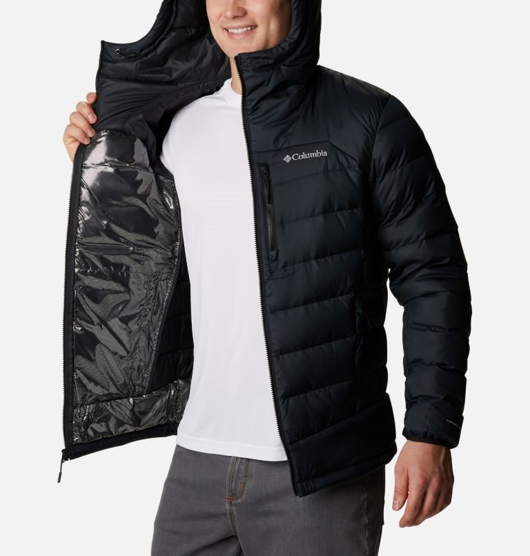 Men's Columbia Autumn Park Hooded Down Jackets Black | CA-A83C6