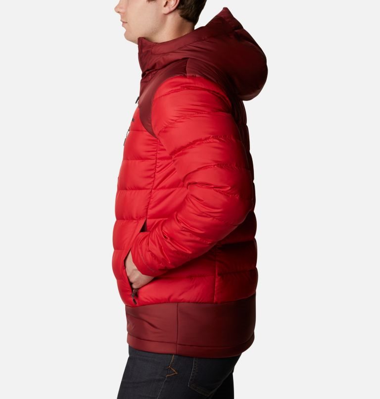 Men's Columbia Autumn Park Hooded Down Jackets Red | CA-G86C0