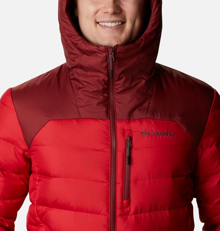 Men's Columbia Autumn Park Hooded Down Jackets Red | CA-G86C0