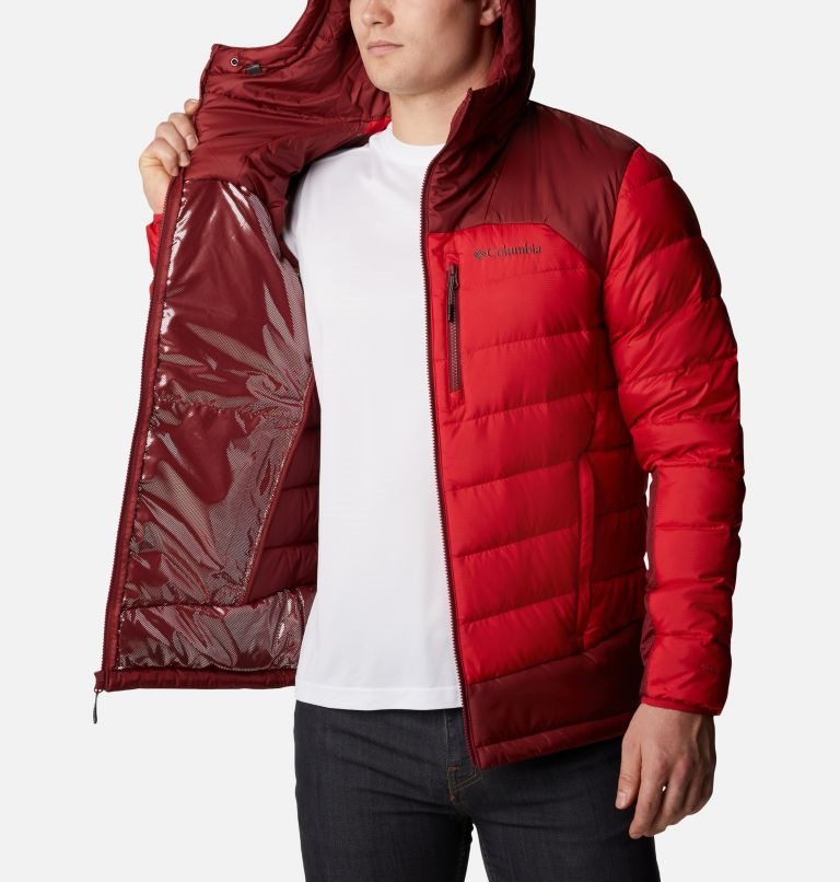 Men's Columbia Autumn Park Hooded Down Jackets Red | CA-G86C0